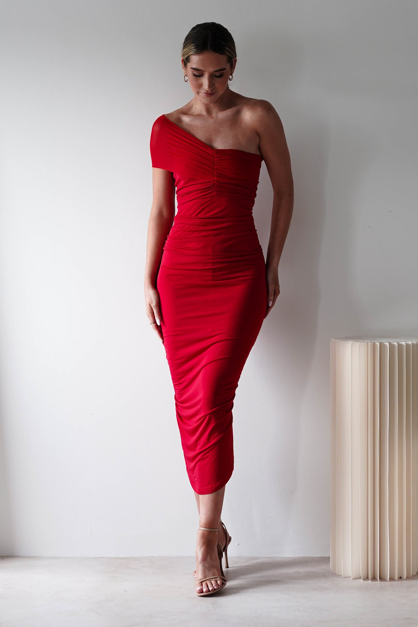Sania Bodycon Midi Elbise | Kırmızı