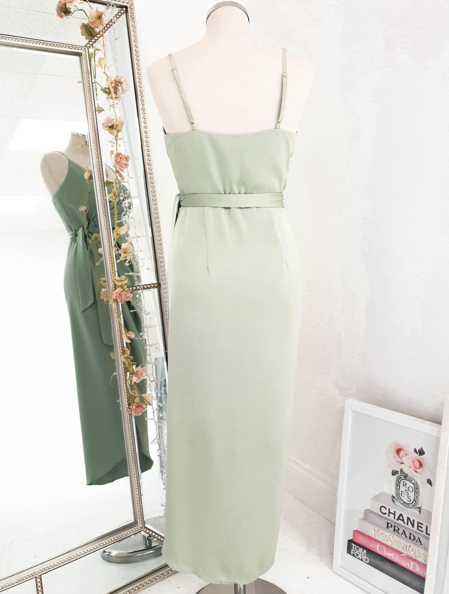Carrie Midi Wrap Elbise | Adaçayı Yeşili