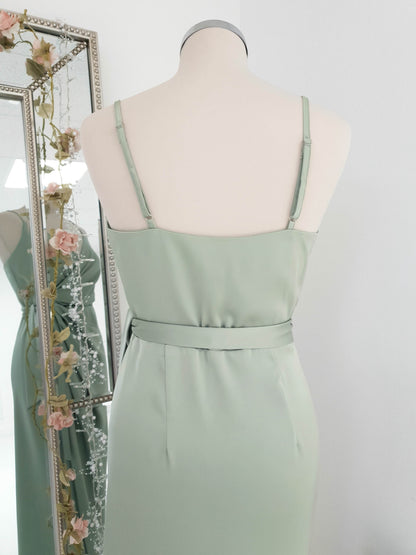 Carrie Midi Wrap Elbise | Adaçayı Yeşili