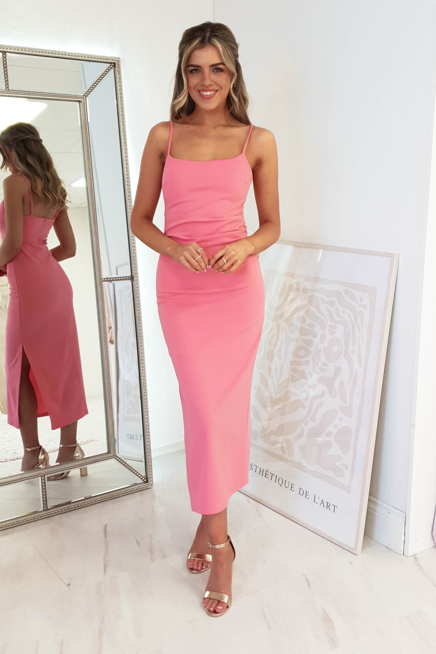 Marea Bodycon Midi Elbise | Gül Pembesi