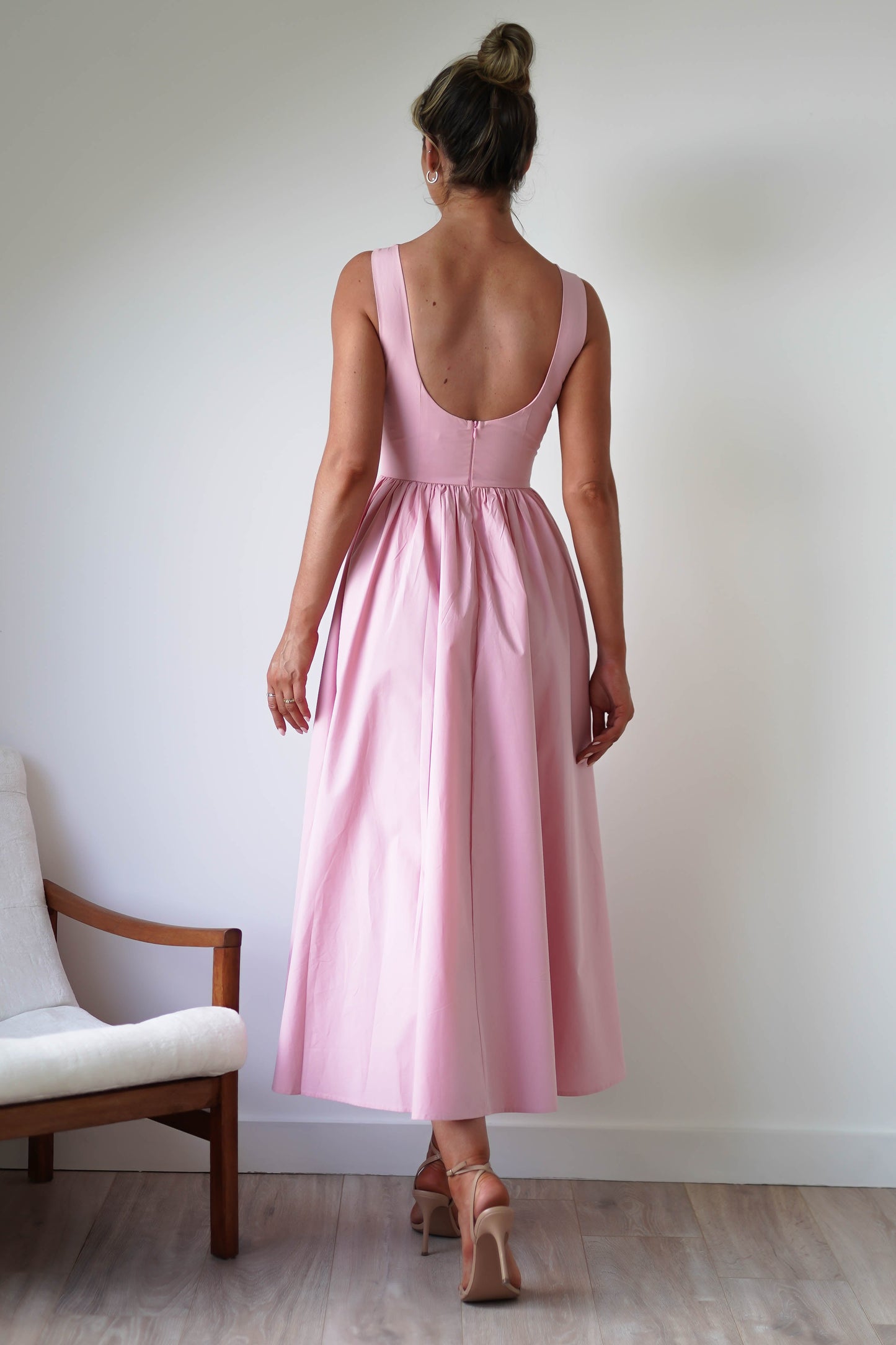 Lanelle Pamuklu Midaxi Elbise | Pembe