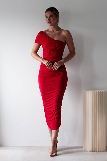 Sania Bodycon Midi Elbise | Kırmızı