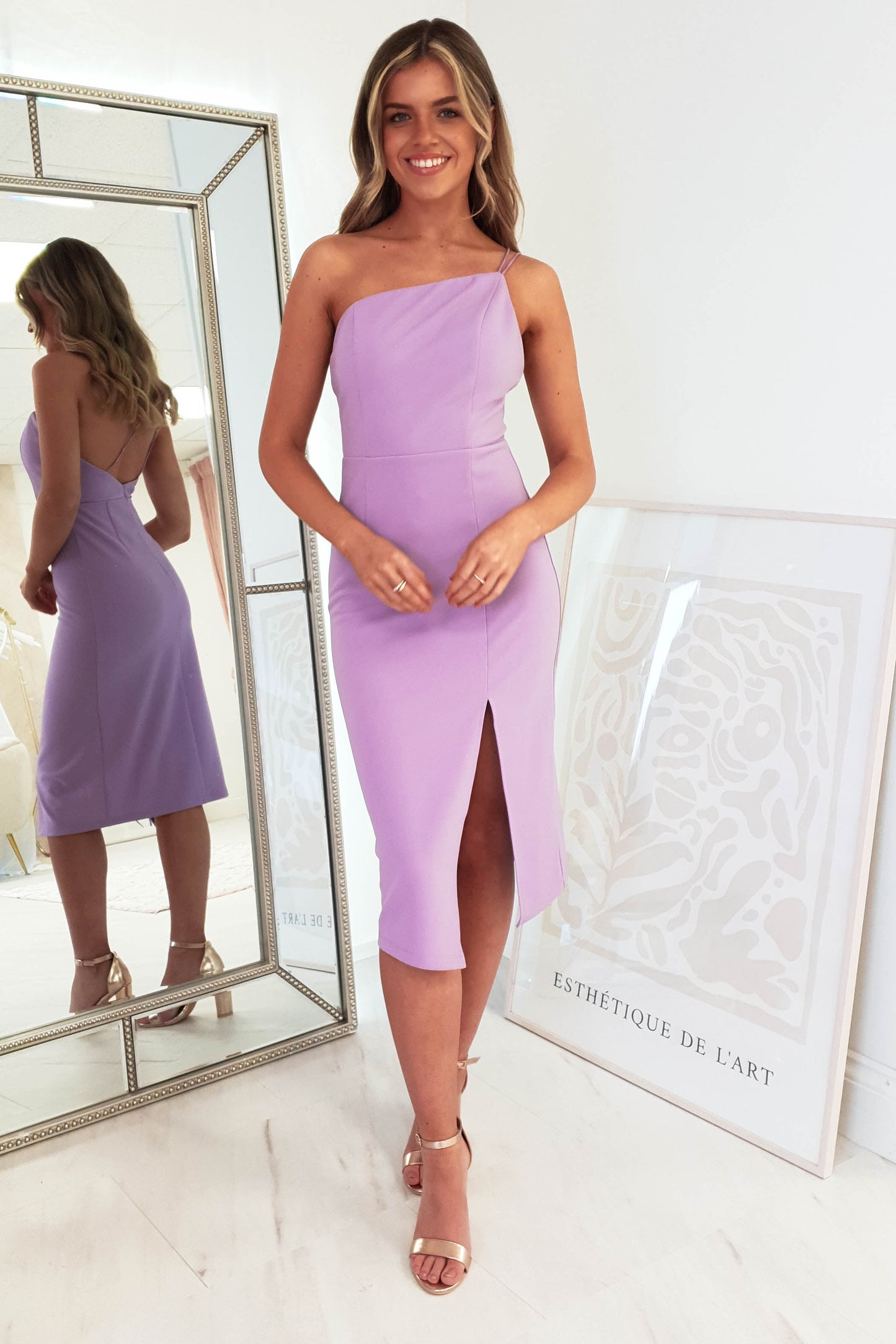 Sophia Bodycon Midi Elbise | Leylak