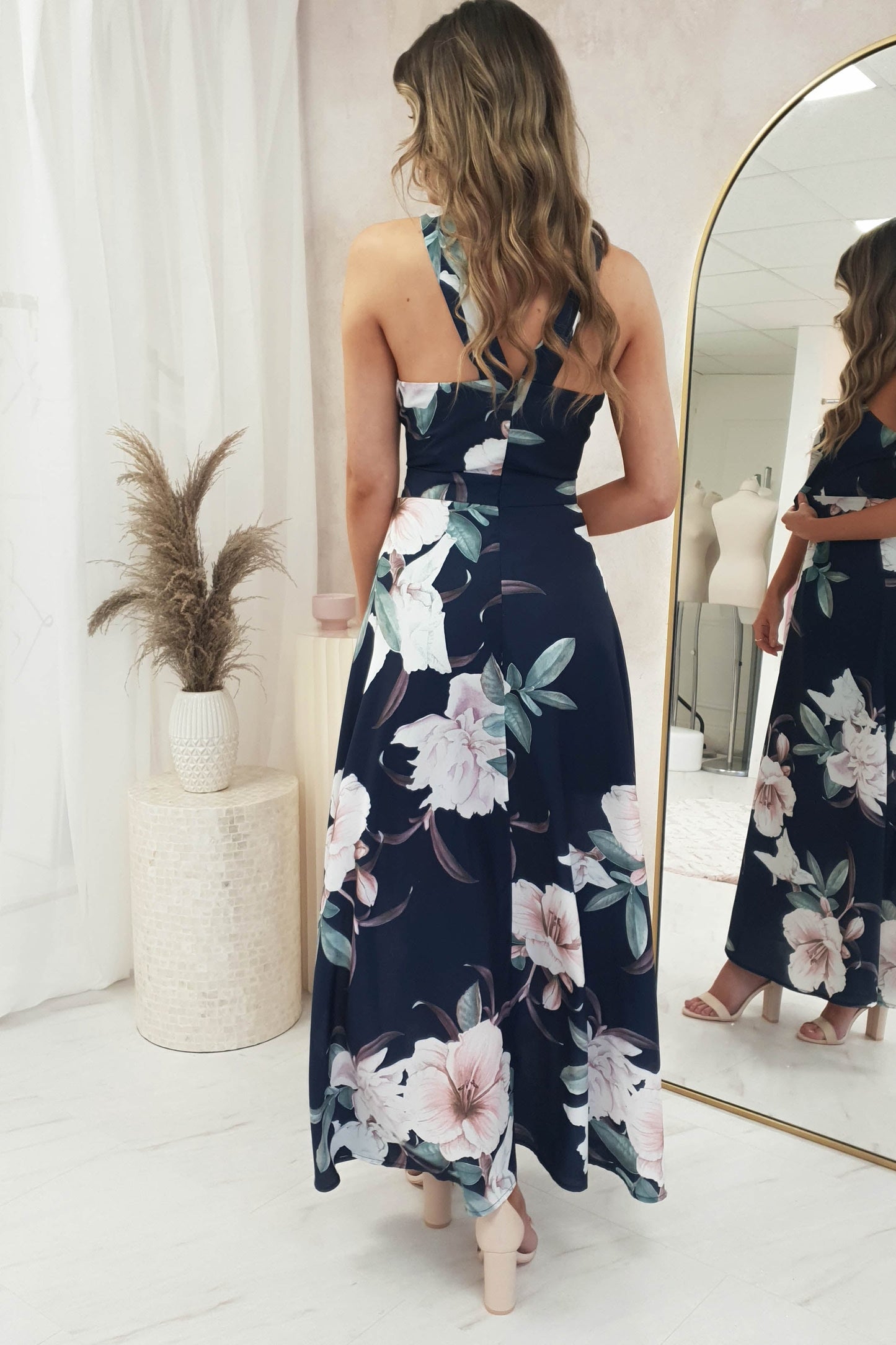 Vita Floral Maxi Elbise | Lacivert Desen